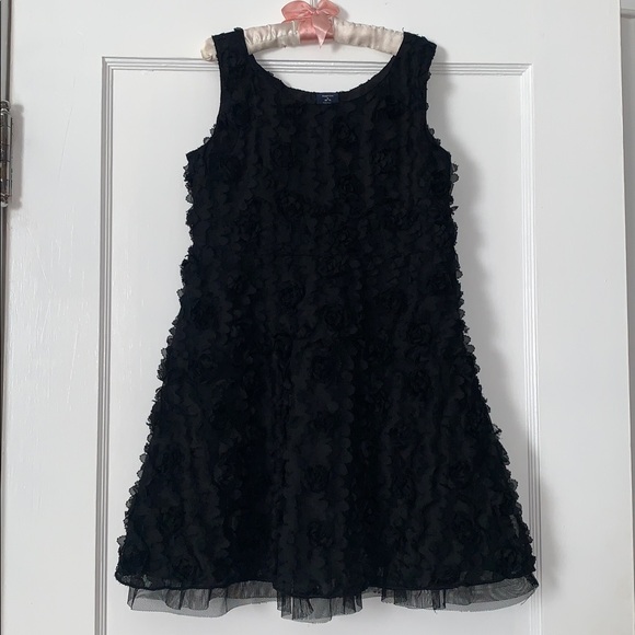 GAP Textured Black Roses Overlay Dress 6/7 EUC - Picture 1 of 11